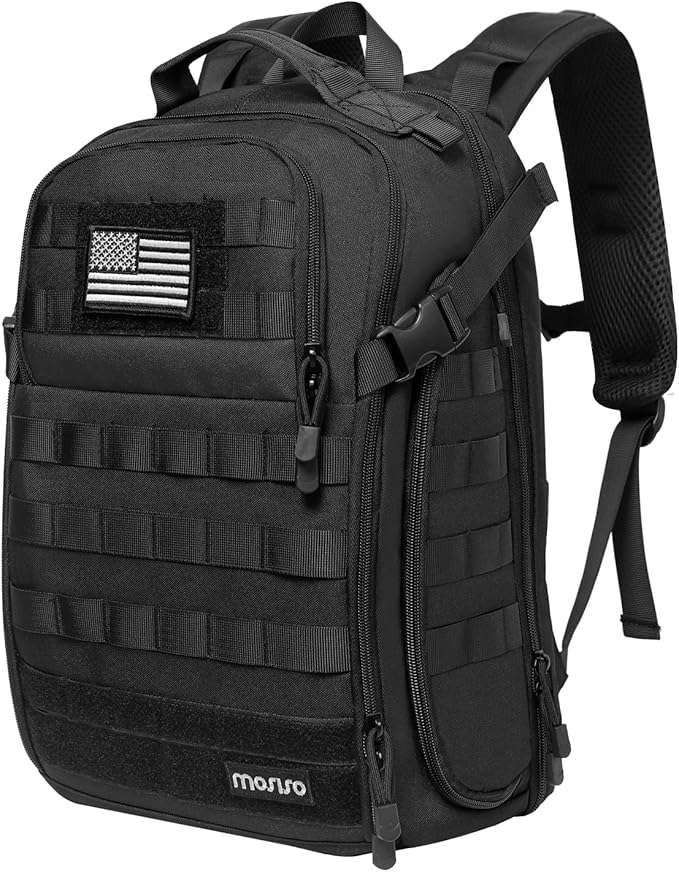 MOSISO Tactical Backpack, 2-Layer Military Daypack 3 Day Assault Pack Rucksack Outdoor Hiking Hunting Camping Training Tra...