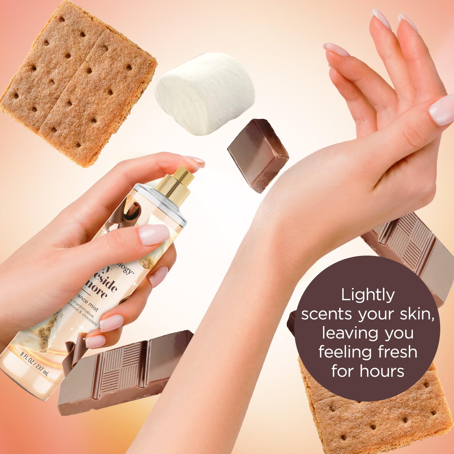 Bodycology Long-Lasting Fragrance Body Mist, Cozy Fireside S'more, 8 Fl Oz, Perfect for Daily Use, Refreshing Scent