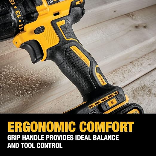 DEWALT 20V MAX Cordless Drill Driver Set, Electric Drill, Brushless 1/2 In 2 Speed, 2.0 Ah Battery and Charger Included, LED Light (DCD777D1)