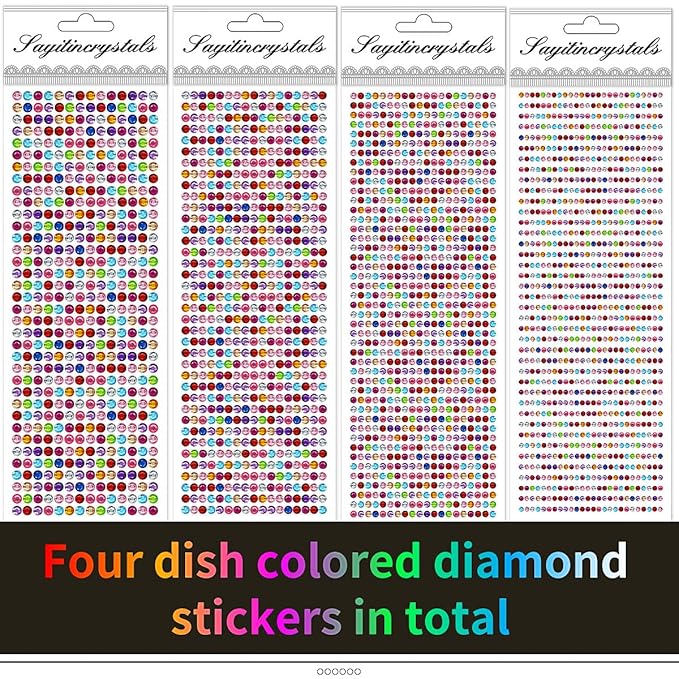 3090PCS Self Adhesive Pearl Stickers 3/4/5/6mm with Colored Pearl Rhinestones Stickers for Face, Stick on Body Crystal Jewels Makeup Glue for Face Eye Hair Nails Make up and Craft Home Decor