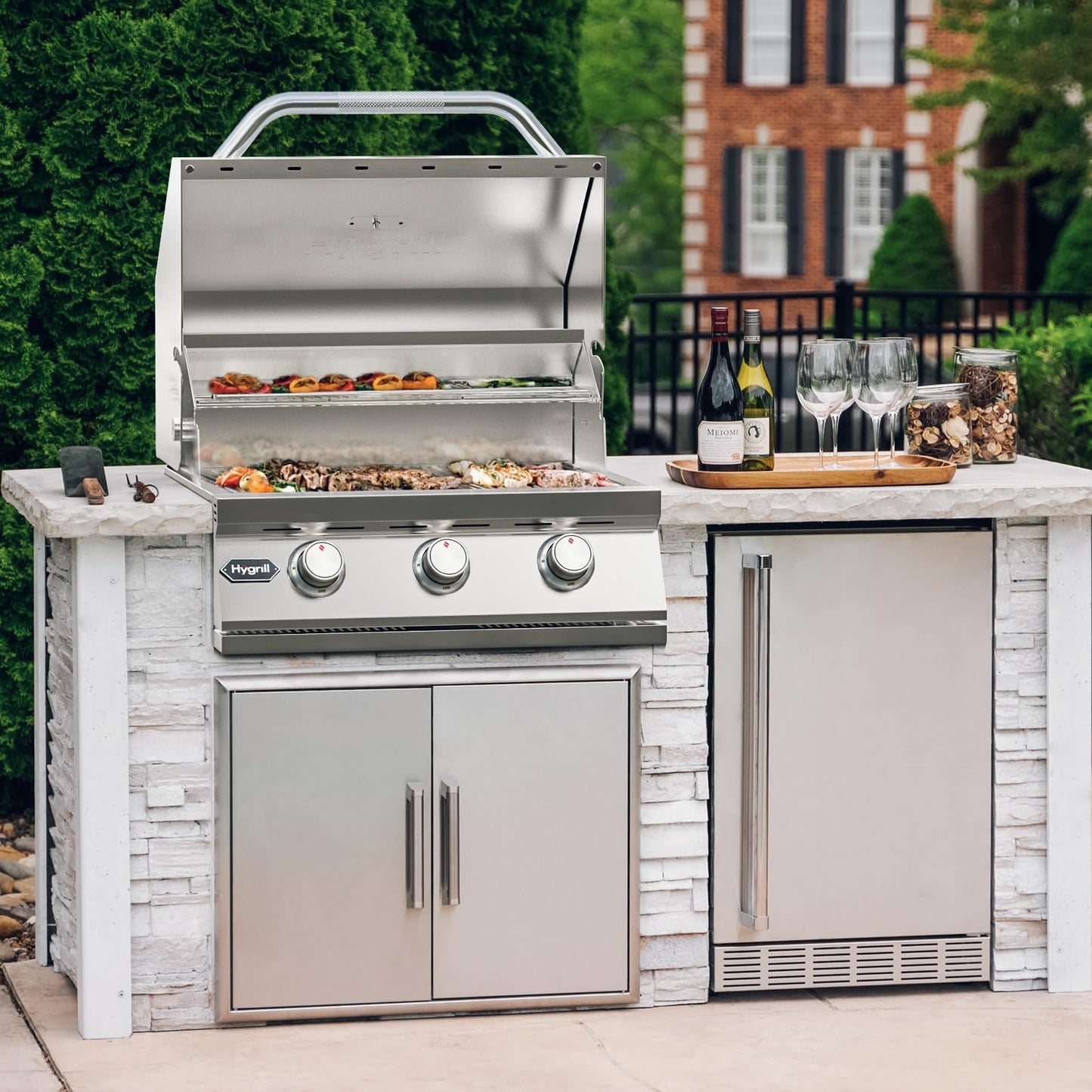 Hygrill STD Series Heavy Duty 3-Burner Built In Grill, Stainless Steel Grill Head for Outdoor Kitchen, Natural Gas