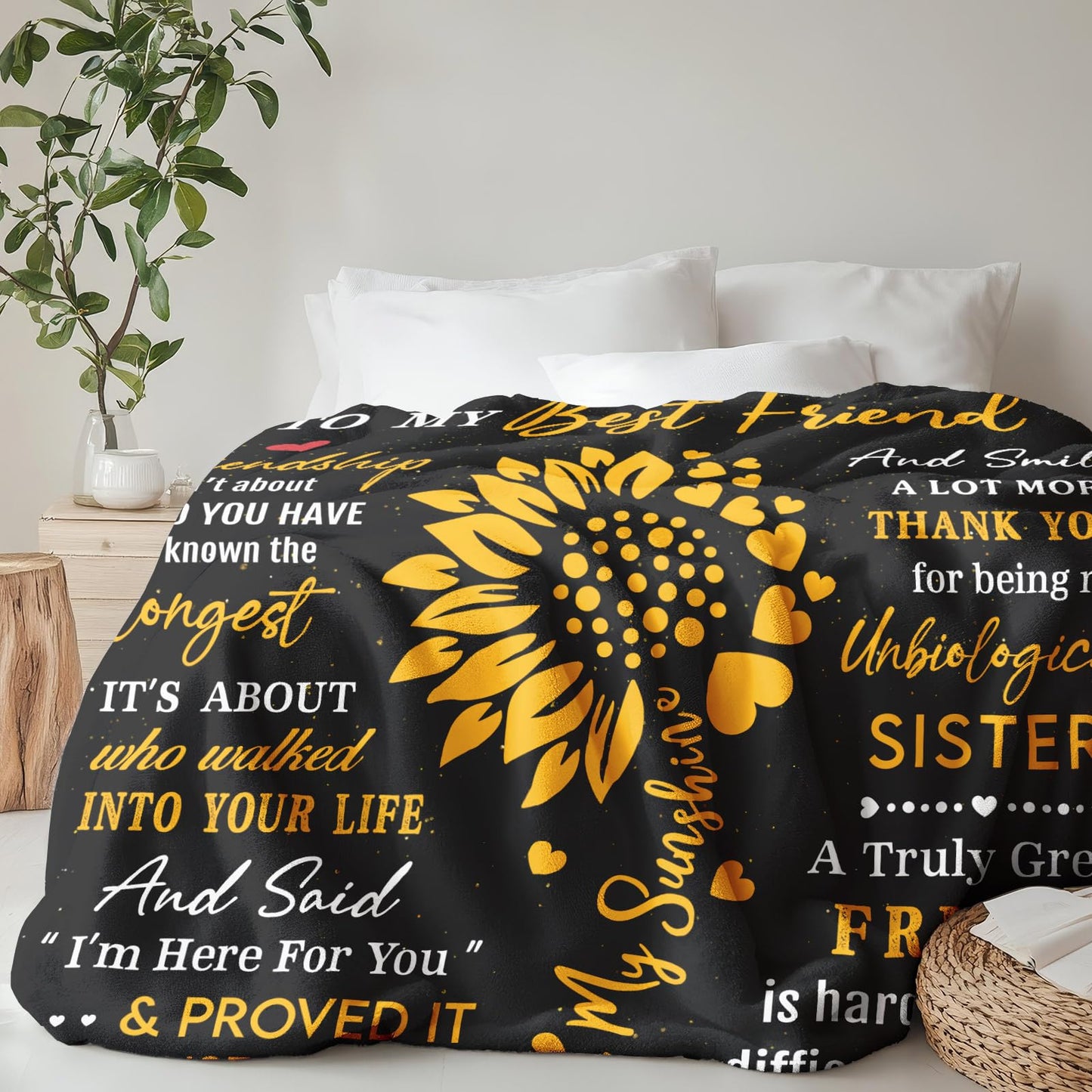 Mlkdcid Gifts for Best Friend, Friendship Gifts for Women, Best Friend Birthday Gifts Throw Blanket 60" x 50", Bestie Gifts for Woman, BFF Gifts, Soul Sister Gifts