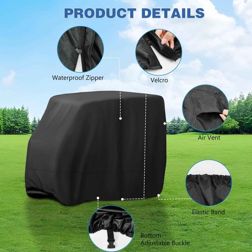 Jungda Golf Cart Cover,Waterproof Universal 4 Passenger Golf Cart Covers,Golf Cart Accessories for Outdoor Storage Protective - 120"L x 55"W x 78"H