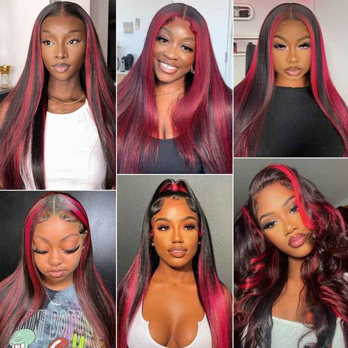 Habiliana Bundles Human Hair 16 18 20 Inch Straight Burgundy T1B/99J Human Hair Bundles 11A Unprocessed Brazilian Virgin Quick Weave Hair Extensions for Black Women