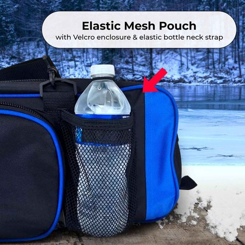 Mermaid Gear ICE Fishing Rod Tackle Bag - 36.5' X 8' X 6' Soft Sided Traveling Case, Water Proof Multi Use Storage for ICE Tungsten Jig Box, Tip Up Gloves (BLUE)