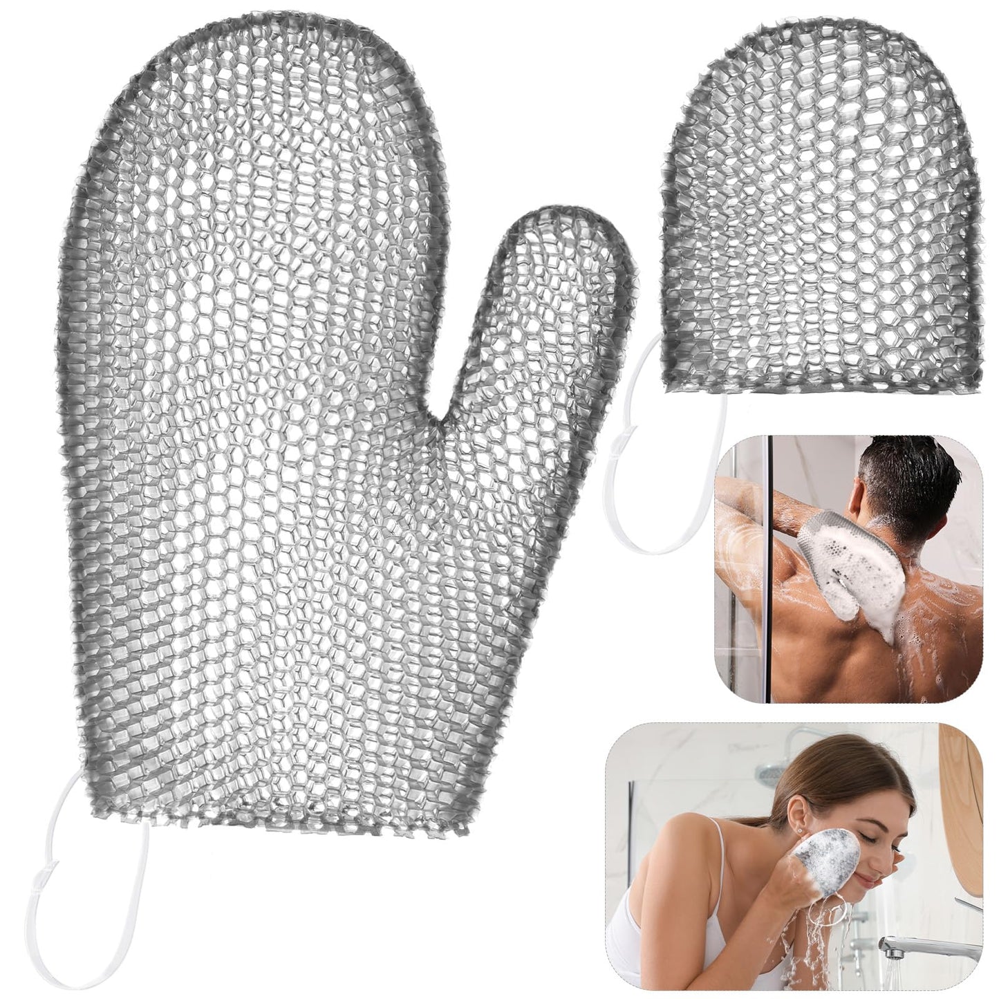 Vesici 2 Pcs Honeycomb Exfoliating Glove Set Exfoliating Bath Mitt Honeycomb Face and Body Scrubber Shower Mitt Sponges for Clea