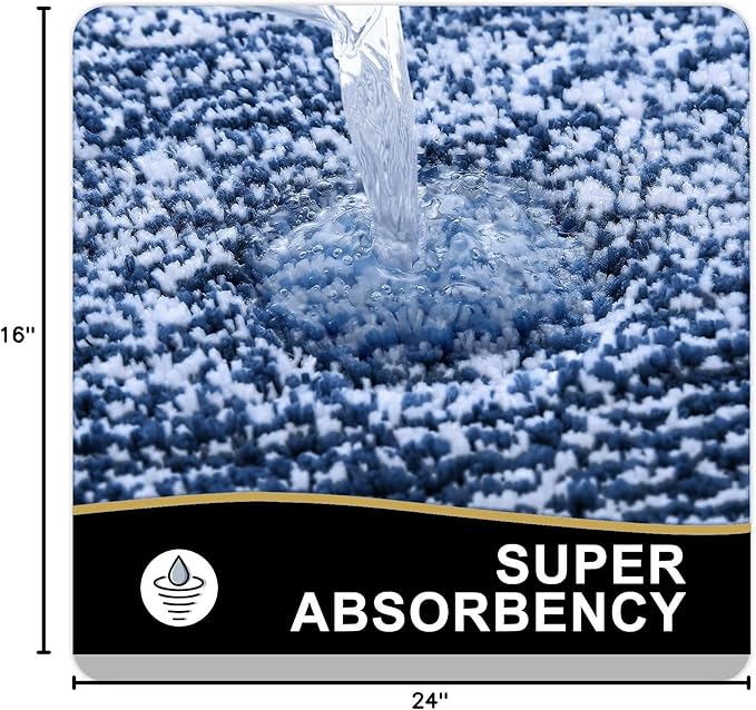 OLANLY Bathroom Rugs 24x16, Extra Soft and Absorbent Microfiber Bath Mat, Non-Slip, Machine Washable, Quick Dry Shaggy Bath Carpet, Suitable for Bathroom Floor, Tub, Shower (Small, Navy)