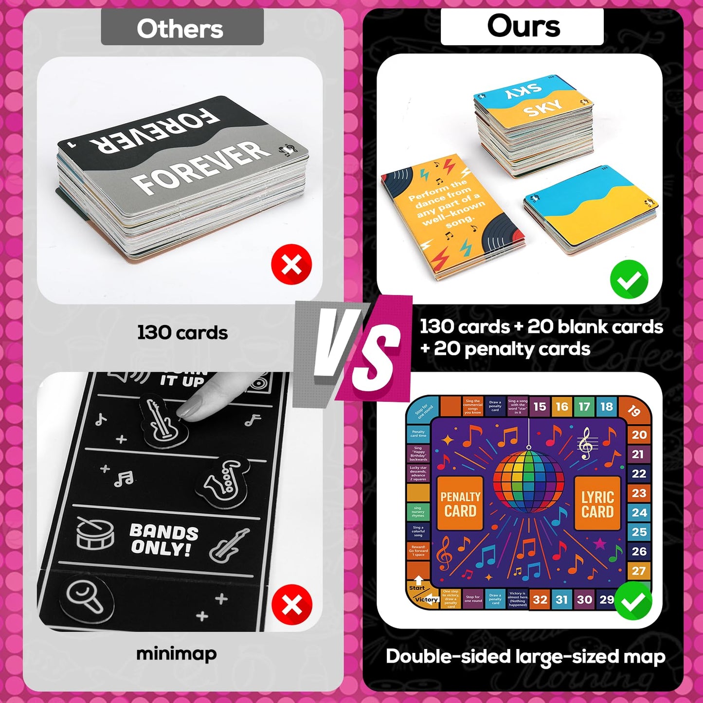 BSRESIN Music Grab The Games, Family Karaoke Board Game 2-10 Players, Fun Family Bad Singers Card Games with 300 Lyrics (150 Cards) for Adult Hilarious Game Night & Music Lovers