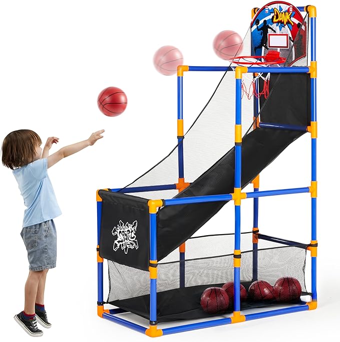JOYIN Arcade Basketball Game Set with 4 Balls and Hoop for Kids 3 to 12 Years Old Indoor Outdoor Sport Play - Easy Set Up...