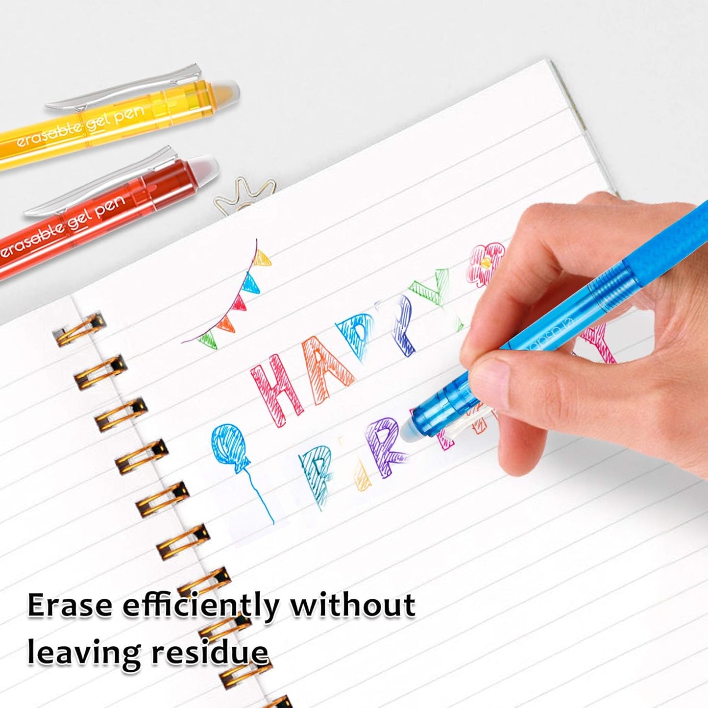 Erasable Gel Pens, 26 Colors Retractable Erasable Pens Clicker, Fine Point, Make Mistakes Disappear, Assorted Color Inks for Drawing Writing Planner and Crossword Puzzles