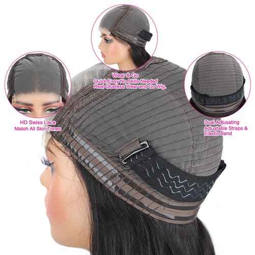 5x5 HD Lace Closure Wigs Human Hair Pre Plucked with Baby Hair Pre Cut Lace Glueless Wig Wear and Go 3 Seconds Body Wave Lace Closure Wig with Natural Hairline 200% Density (Natural color, 26 Inch)