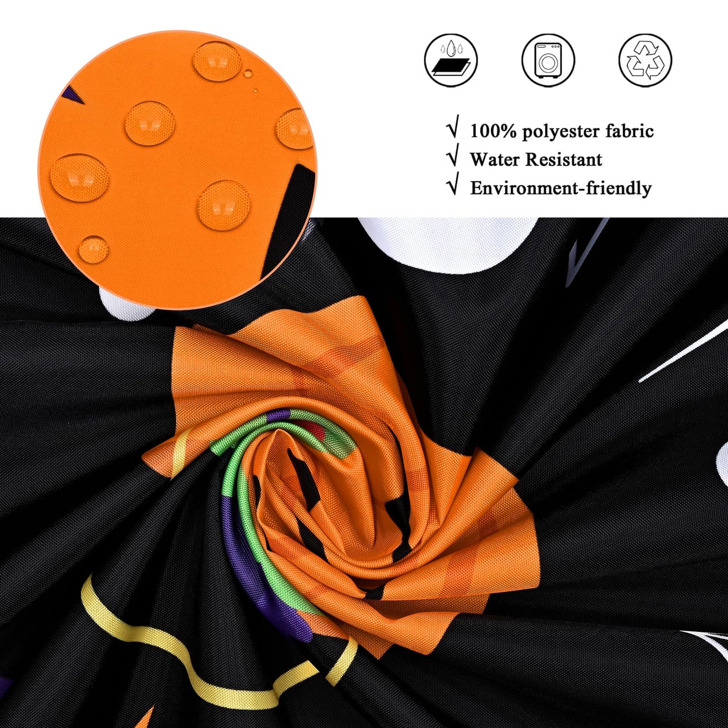 Claswcalor Halloween Pumpkin Shower Curtain Set Spooky Ghost Bathroom Sets with Shower Curtain and Rugs Spider Web Witch Shower Curtain with 12 Hooks, Moon Shower Curtains for Bathroom Decor