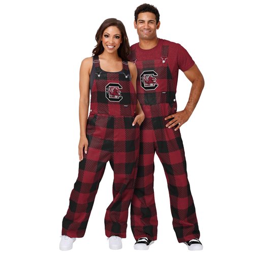 FOCO South Carolina Gamecocks NCAA Mens Plaid Bib Overalls - L