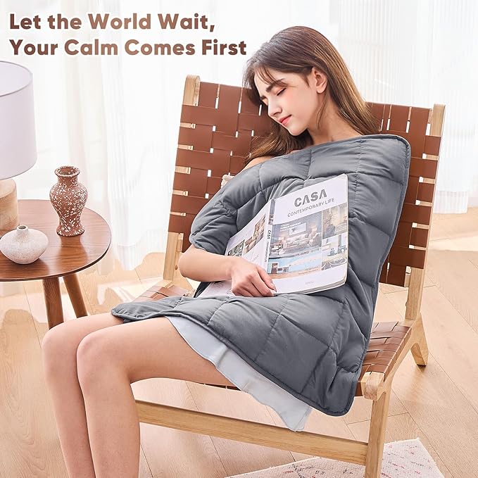 Weighted Lap Blanket for Adults 7lbs, 24"x29" Cooling Heavy Throw Blanket, Portable Travel Weighted Blankets, Soft Small Blankets Gift for Sleeping, Grey