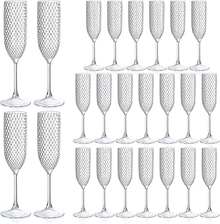 Plastic Champagne Flutes Champagne Glasses Unbreakable Wedding Toasting Glasses Reusable Diamond Wine Glasses Crystal Clea...