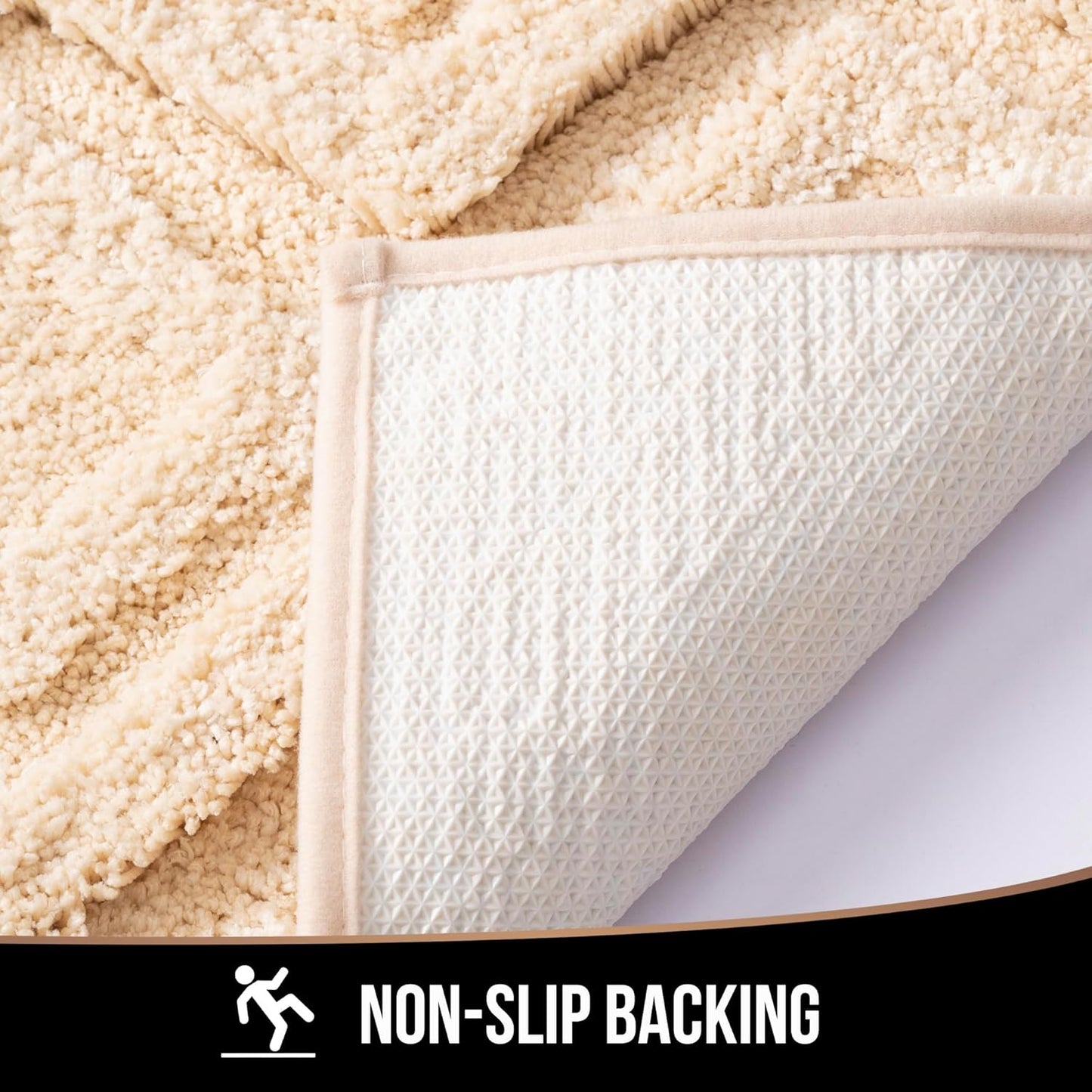 Bath Mat & Bathroom-Rugs 36x24, Ultra Soft Machine Washable Microfiber Bath Mat, Absorbent Quick Dry Non Slip Rug for Bathroom Floor, Tub and Shower, Beige