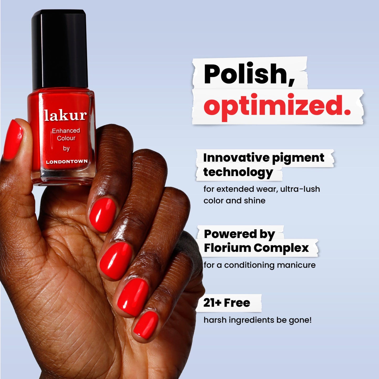 LONDONTOWN lakur Nail Polish - Chip-Resistant, Non-Toxic, Conditions & Hydrates Nails | Glossy Bright Red, Maraschino Cherry, .4