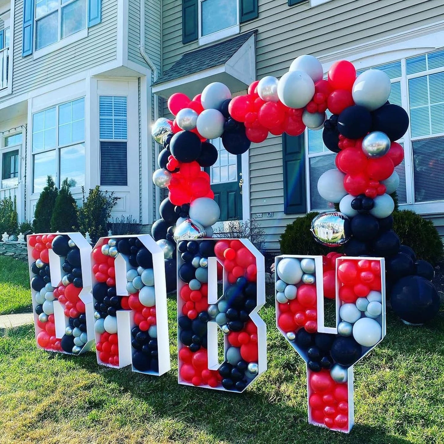 Red Black and White Balloon Arch Kit, ADOINBY 140Pcs Red and Black White Silver Garland kit, 18 12 10 5 Inch Different Size Balloons for Birthday Party Anniversary Racing Car New Year Prom Decorations