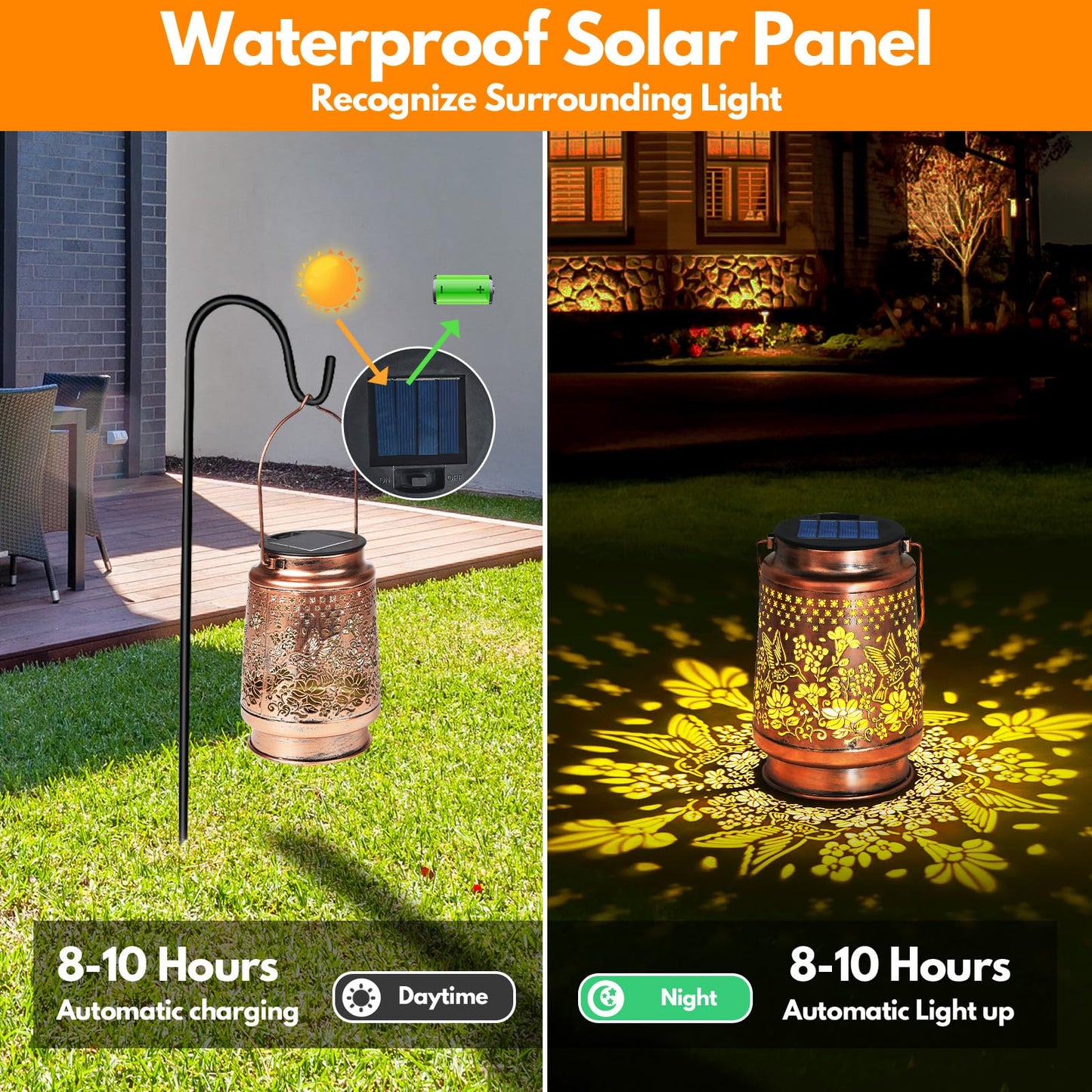 siruitong Solar Lantern Outdoor Lamp Waterproof Decorations Garden Decor, Christmas Birthday Gifts for Women, Mom, Grandma Decorative Garden, Yard, Patio, Lawn, Balcony Porch - Hummingbird