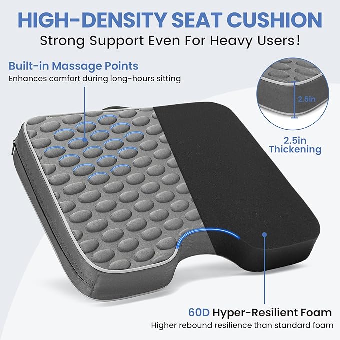 JDITVYHANO Stadium Seat Cushions 2 Pack - Portable Bleacher Cushions with 2.5-Inch Extra Thick High-Density Foam and Massage Dots, Outdoor Seat Cushions for Sports Events, Travel, Camping, Chairs