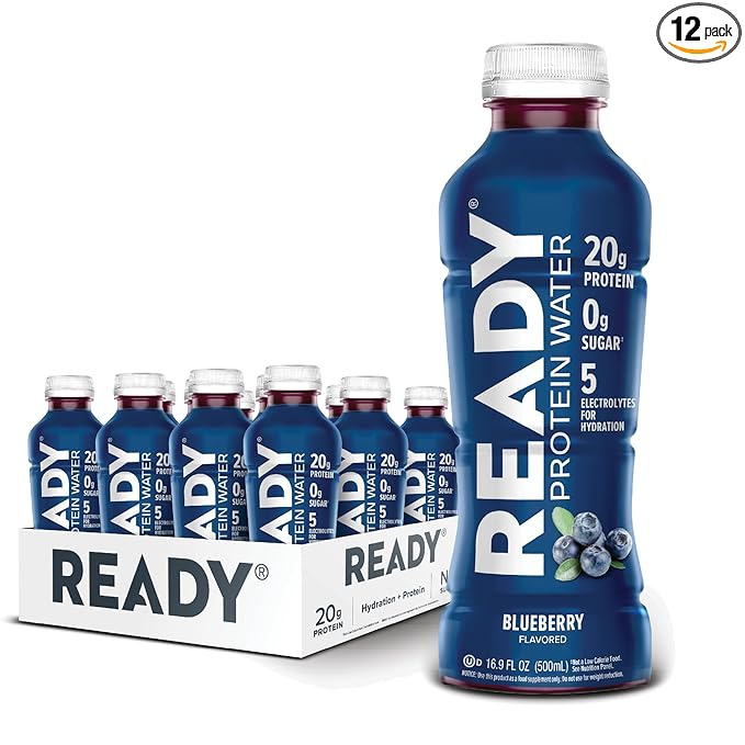Ready® Clear Protein Water – 20g Whey Protein Isolate, Zero Sugar, Low-Calorie Sports Drink for Hydration & Recovery – Ele...