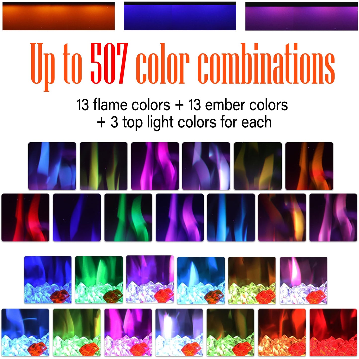 Benrocks 74'' Slim Electric Fireplace Inserts - WiFi-Enabled, Alexa & App Control, Recessed & Wall Mounted, 13 * 13 * 3 Flame Color Combinations, 750W/1500W, Black