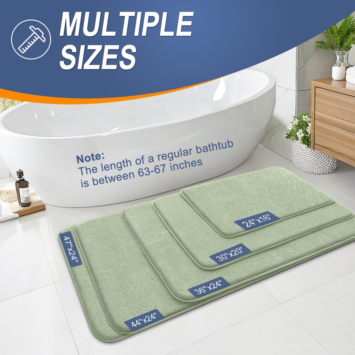 OLANLY Thick Memory Foam Bath Mat Rug 30x20, Extra Soft Absorbent Bathroom Rug, Quick Dry Bath Mats, Non-Slip, Machine Washable Carpet for Bathroom, Tub and Shower, Home Decor Accessories, Sage Green