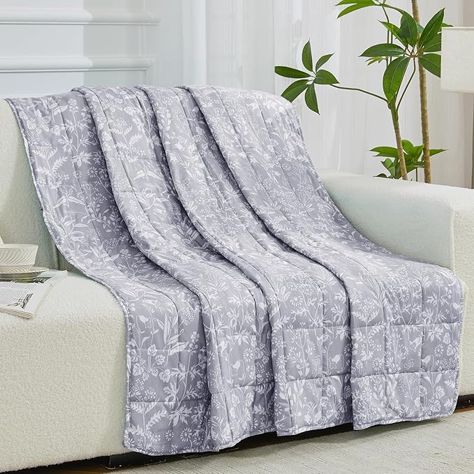 yescool Weighted Blanket for Adults (15 lbs, 60" x 80", Pearl Grey) Cooling Heavy Blanket for Sleeping Perfect for 140-160 lbs, Queen Size Breathable Blanket with Premium Glass Bead, Machine Washable