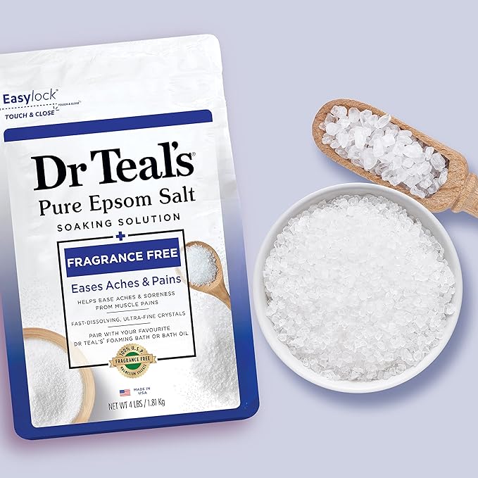 Dr Teal's Pure Epsom Salt Soak, Fragrance Free, 4 lbs (Packaging May Vary) (Pack of 5)