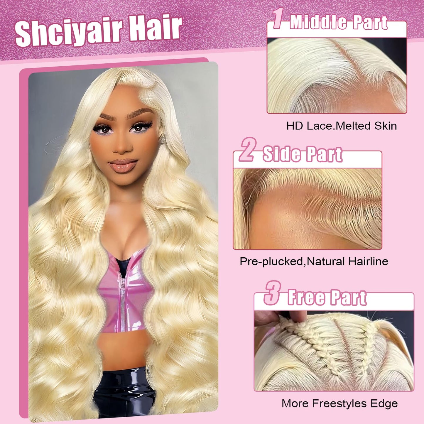 Shciyair 613 Lace Front Wig Human Hair 200 Density Blonde Wig Human Hair Blonde Body Wave Lace Front Wigs Human Hair Pre Plucked