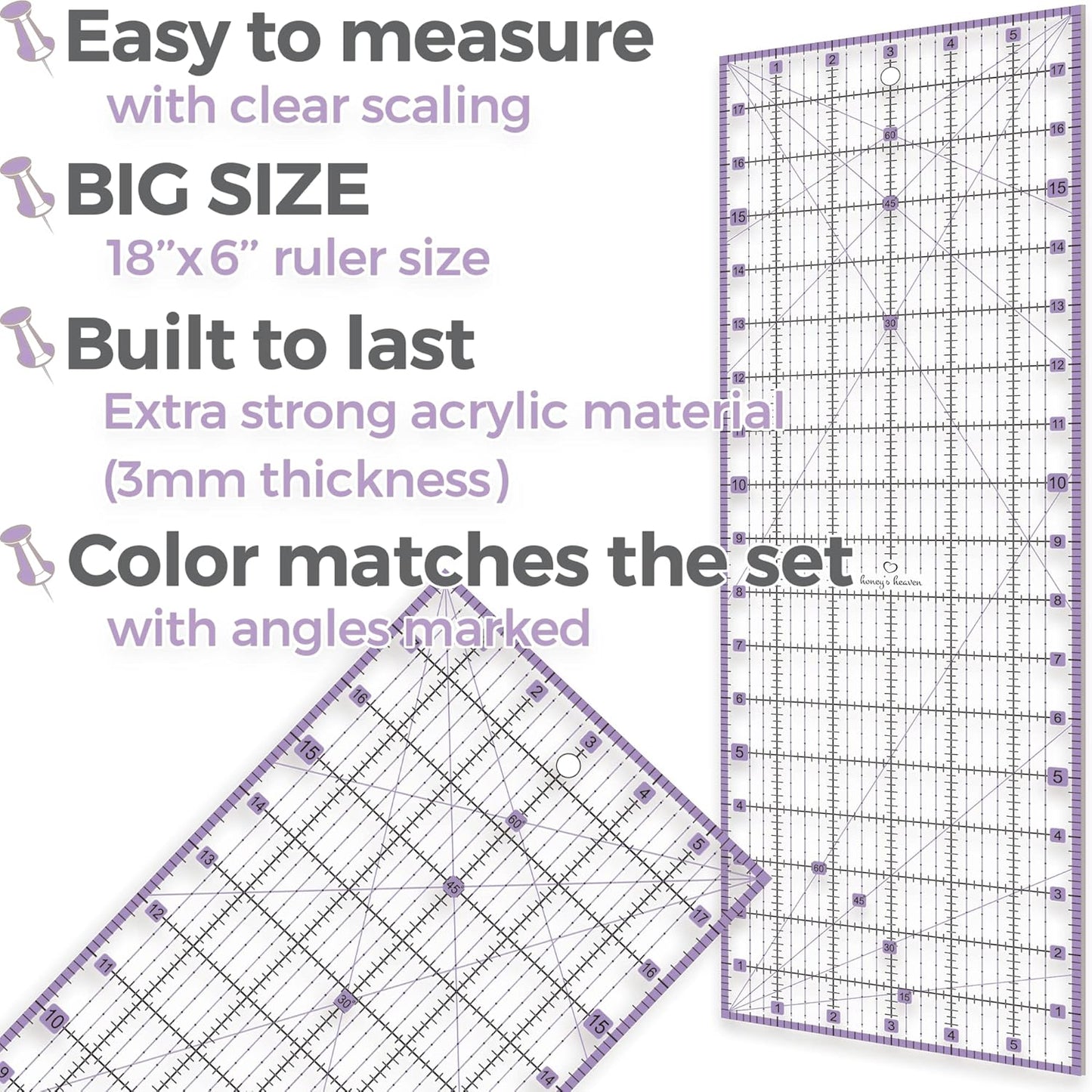 Rotary Cutter Set - Quilting Kit incl. 45mm Fabric Cutter, 5 Replacement Blades - Ideal for Crafting, Sewing, Patchworking, Crochet & Knitting (Lavender, A1 Set (36" x 24"))