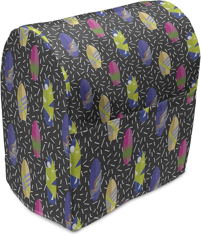 Ambesonne Surfboard Stand Mixer Cover, Colorful Boards in Memphis 80s Retro Style Abstract Summer Themed Fun Pattern, Kitc...