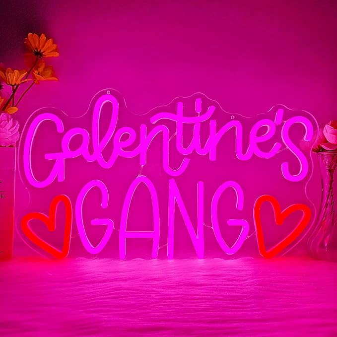 Galentines Gang Neon Sign for Wall Decor Dimmable Gelentine's Day Neon Light Led Galentines Party Decoration Friends Galen...