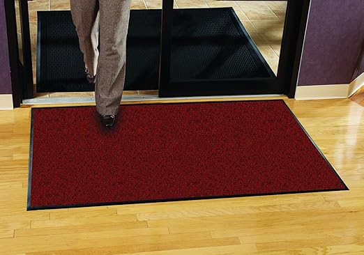 Guardian Platinum Series Indoor Wiper Floor Mat, Rubber with Nylon Carpet, 3'x4', Red