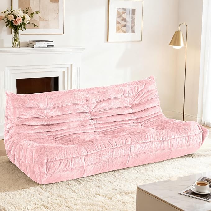HABUTWAY Bean Bag Chair, Giant Bean Bag Chairs for Adults, 3 Seater Fireside Chair, Lazy Large Floor Bean Bag Sofa for Living Room, Bedroom, Dorm, Office (Pink)