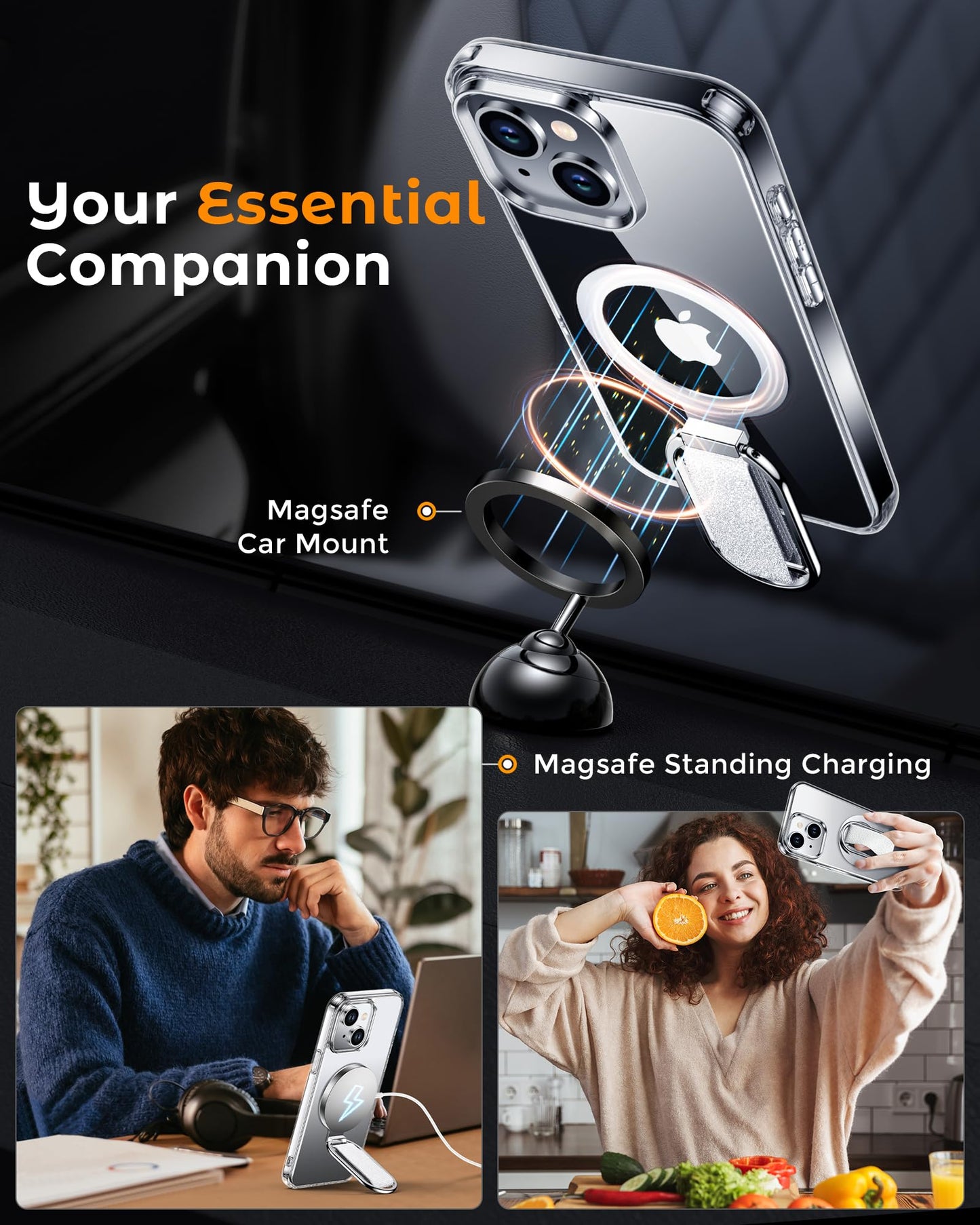 Shields Up For Iphone 15 Case With Stand, 15 Phone Case Clear With Ring Holder & Phone Grip [Compatible With Magsafe] Shockproof