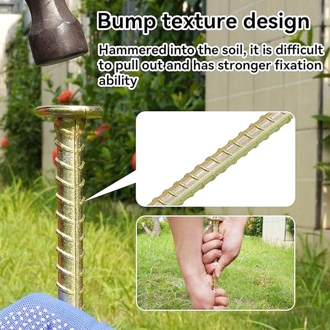 JPOIP 23-Inch Long Rebar Stakes - 1/2 Inch Diameter Heavy Duty Galvanized Steel Ground Asphalt Anchors for Speed Bump, Wheel Stop, Tent and More (20 Pack)
