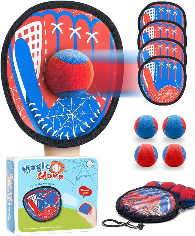 Toss and Catch Ball Game Set, Toddler Baseball Glove for Beach Pool Yard, Kids Sports & Outdoor Play Toys with Family, Fun...