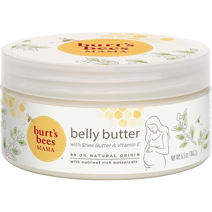 Burt's Bees Christmas Gifts, Mama Belly Butter, Stretch Mark Cream for Pregnancy Massages Body & Reduces Scar Appearance, Prenatal & Postnatal Skin Care, Shea Butter & Vitamin E Rich Formula, 6.5 Oz