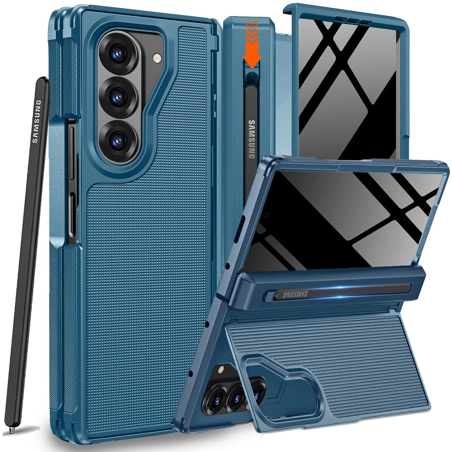 Ninki For Samsung Galaxy Z Fold 7 Case With S Pen Holder & Stylus And Invisible Kickstand, Privacy Screen Protector Hinge Phone