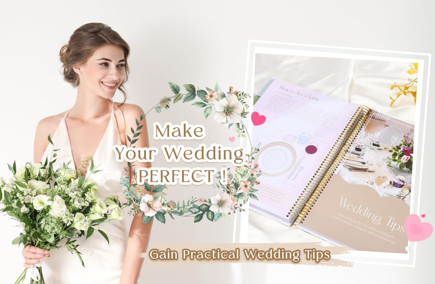 Wedding Planner Book and Organizer-176 Pages Bridal Wedding Planning Book with Sticker Checklists and Calendars for Bride To Be, Unique Engagement Gifts for Newly Engaged Couples