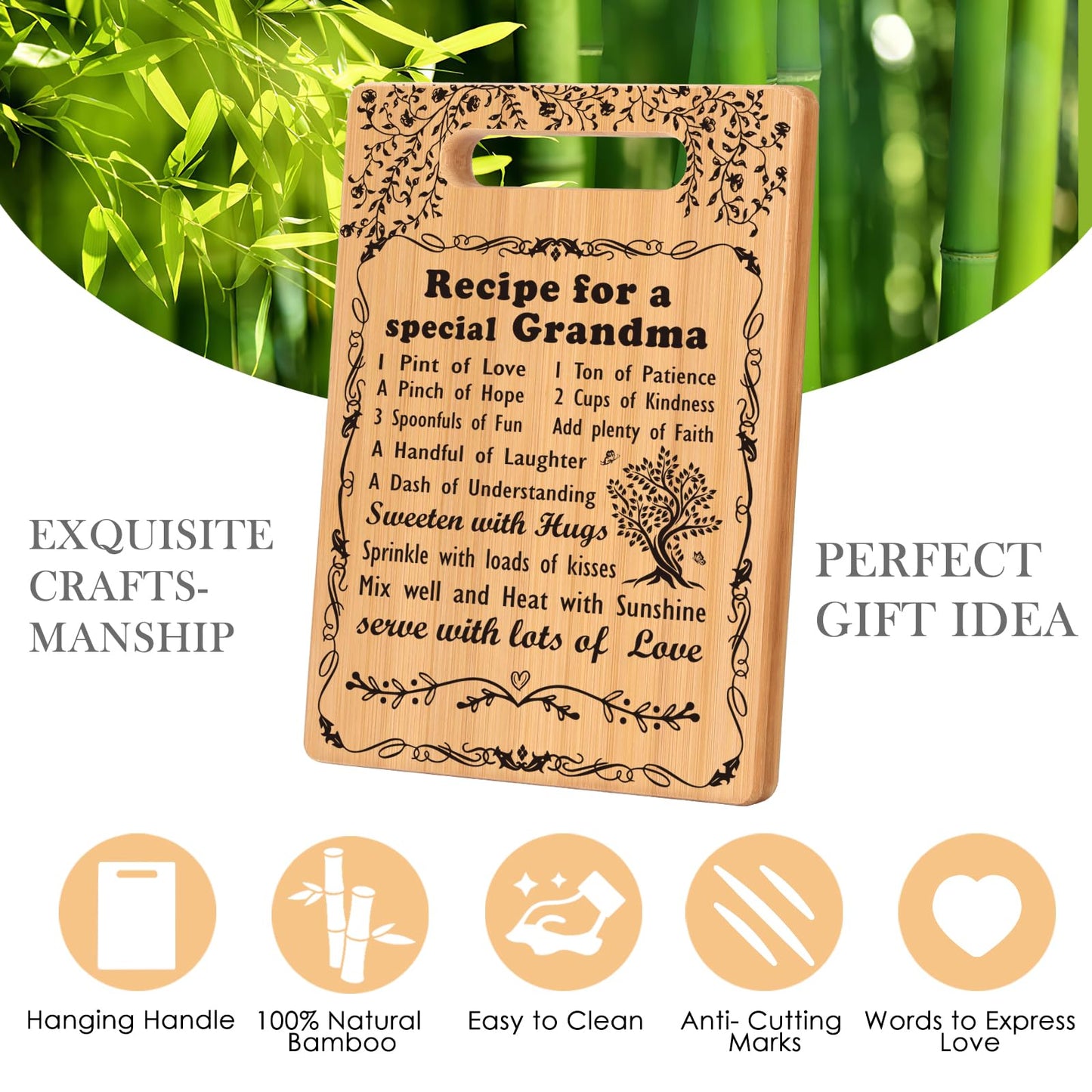 Grandma Gifts Mothers Day Gifts for Grandma Great Grandma Birthday Gifts from Grandkids Granddaughter Grandson Best Grandma Ever Gift New Grandma Nana Gigi Christmas Cutting Boards for the Kitchen