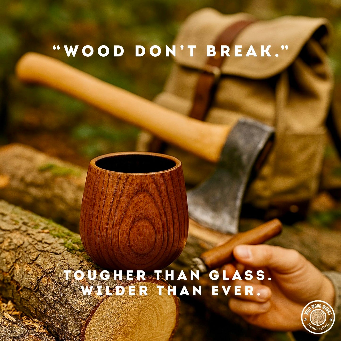 Premium Charred Wooden Bourbon Whiskey Glasses – Handcrafted Whiskey Glass for Men | Unique Bourbon Gifts for Men | Handmade Finished Wooden Old Fashioned Whisky Glass | Set of 2 Luxury Edition