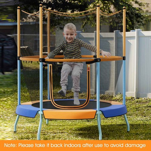 GYMAX Toddler Trampoline, 48” ASTM Approved Indoor Rebounder with All Round Enclosure Net & Large U-Shape Access, Seamless Small Kids Trampoline for Outdoor, Backyard, Gift for Boys Girls (Orange)