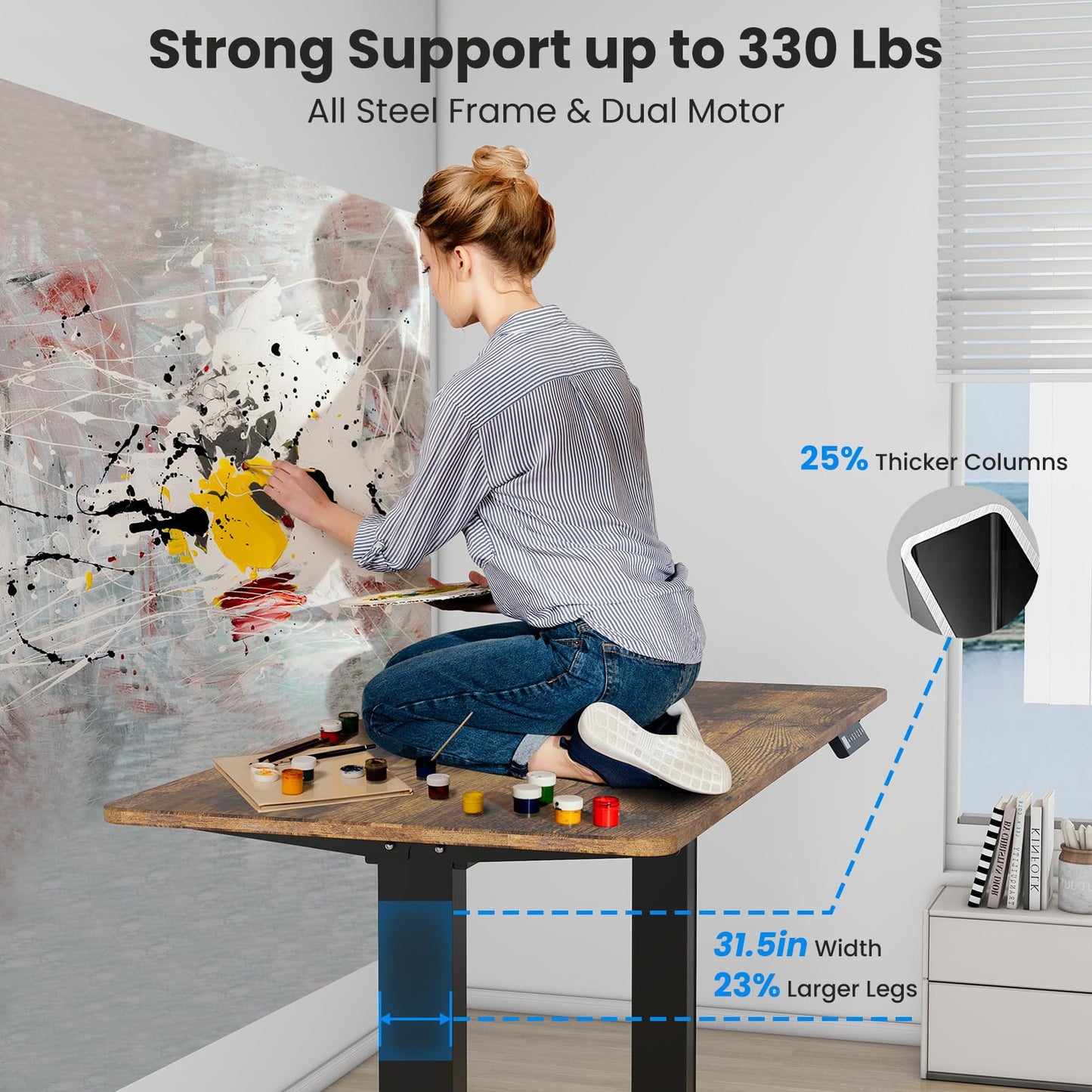 ESpefy Dual Motor Standing Desk Frame- Height Adjustable Electric Desk Legs, Heavy Duty Sit to Stand Up Desk Base, 4 Memory Settings Controller for Adjustable DIY Desktop, Over 300 lbs Load Capacity