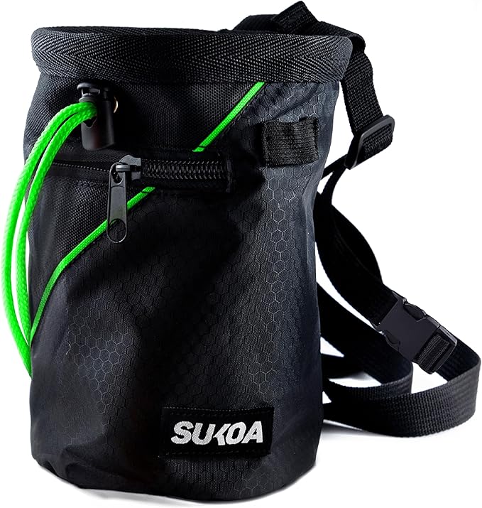 Chalk Bag for Rock Climbing - Rock Climbing Gifts Gear Accessories - Quick-Clip Belt, Large Zippered Pockets & Brush Holde...