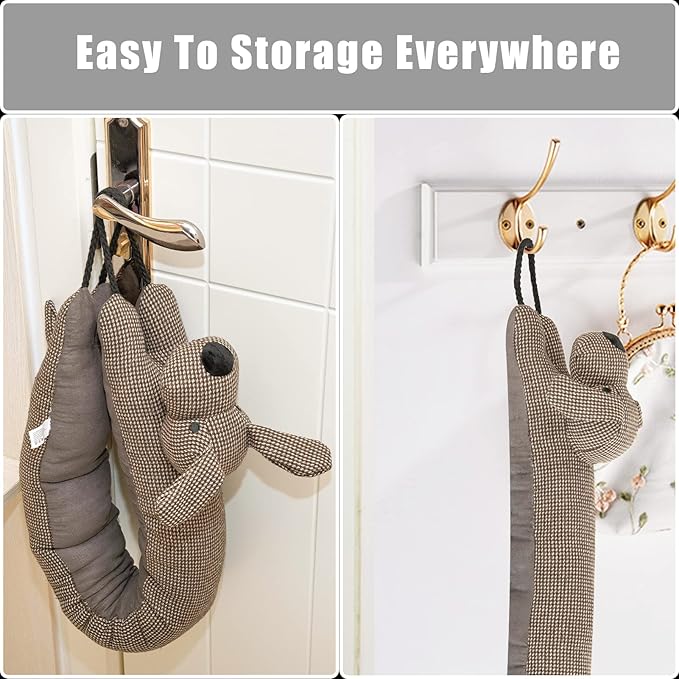 Marwood Under Door Draft Stopper Decorative Wind Stopper 30 inch for Door & Window, Weighted Animal Air Draft Stopper Snake Noise Blocker for Bottom of Door with Hanging Loops -Brown Dog