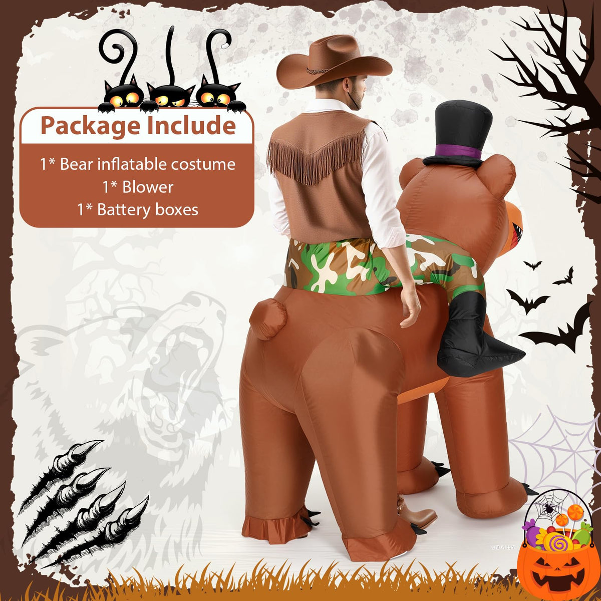 VioraWhite Adult Inflatable Costume Ride on Halloween Blow up Costume for Men Women Thanksgiving Christmas Carnival Cosplay(Bear)