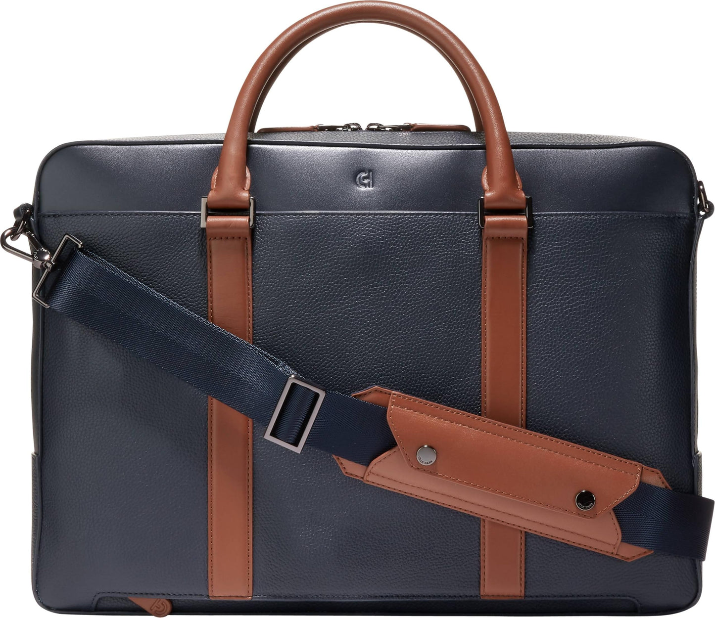 Cole Haan Men's Triboro Briefcase, Navy Blazer/New British Tan