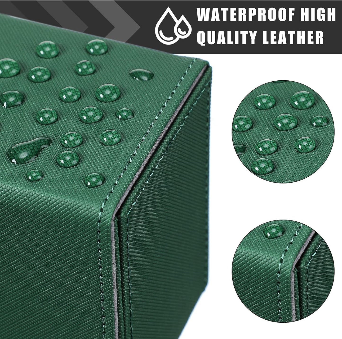 Yookeer 4 Pieces Leather Deck Card Boxes Cards Deck Game Box for Collectible Playing Card Box Compatible with MTG Commander(Black, White, Red, Green,Vertical)